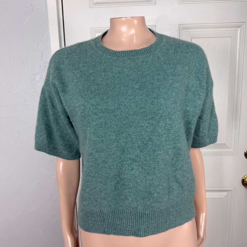 WILT Women's Sweater L Short sleeve Cashmere Crew Neck Pullover YY2